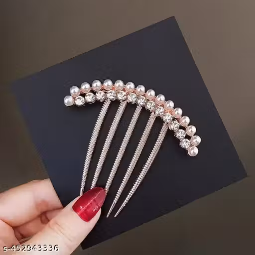 Luxury Glitter Sparkly Rhinestones Pearls Gold Hair Side Combs Hairpins Barrettes Clips